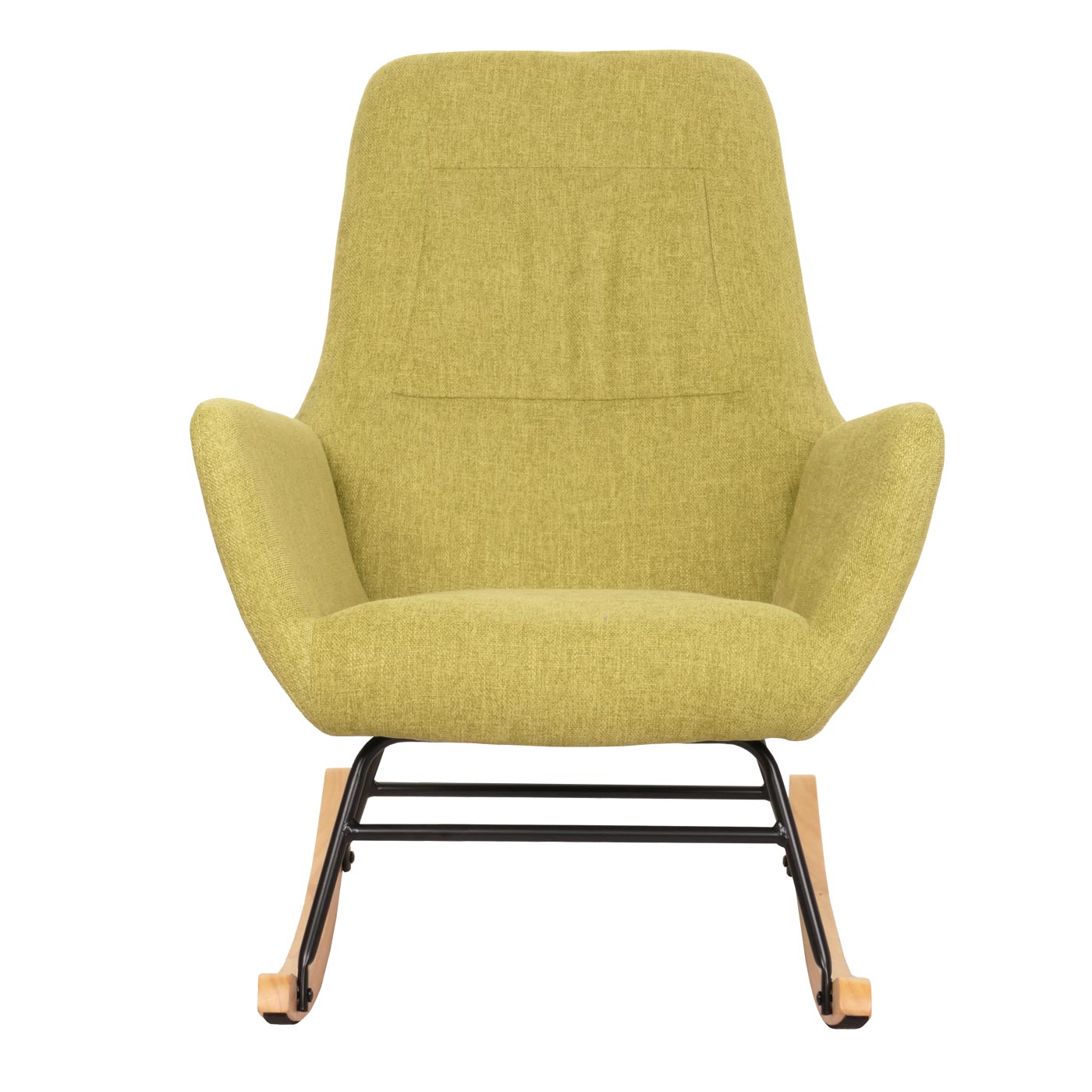 Cosmo Casa - Schommelstoel - Relax TV-Stoel - Massief Hout, Metaal & Stoftextiel 320gsm - Groen