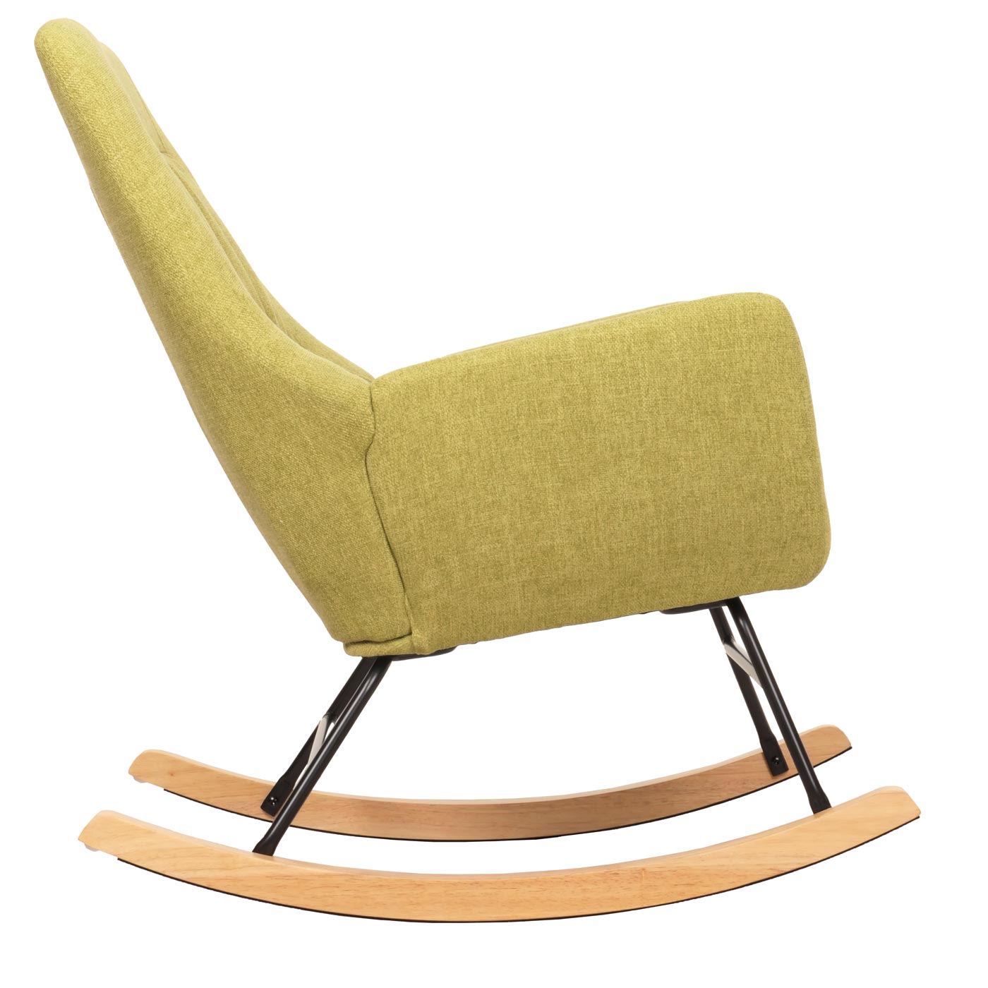 Cosmo Casa - Schommelstoel - Relax TV-Stoel - Massief Hout, Metaal & Stoftextiel 320gsm - Groen