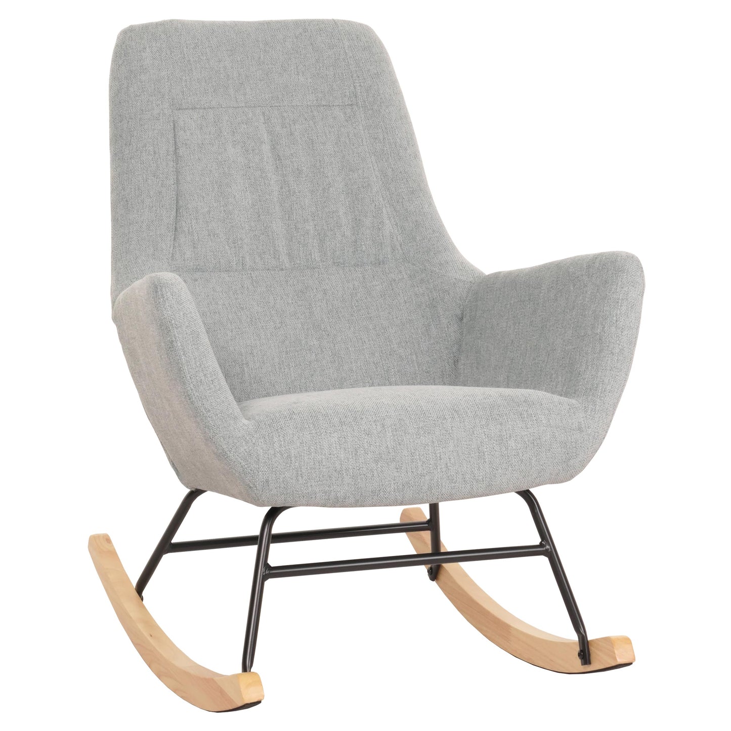 Cosmo Casa - Schommelstoel - Relax TV-Stoel - Massief Hout, Metaal & Stoftextiel 320gsm - Grijsgroen