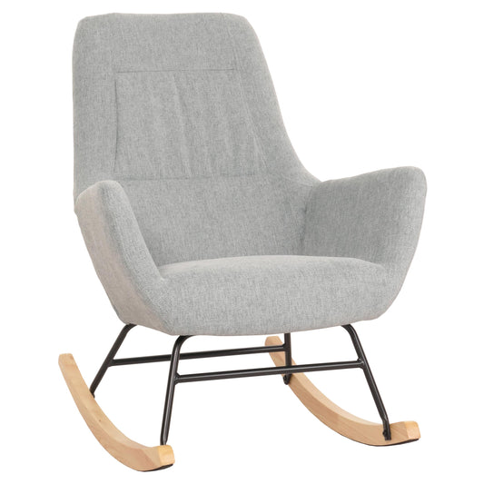 Cosmo Casa - Schommelstoel - Relax TV-Stoel - Massief Hout, Metaal & Stoftextiel 320gsm - Grijsgroen