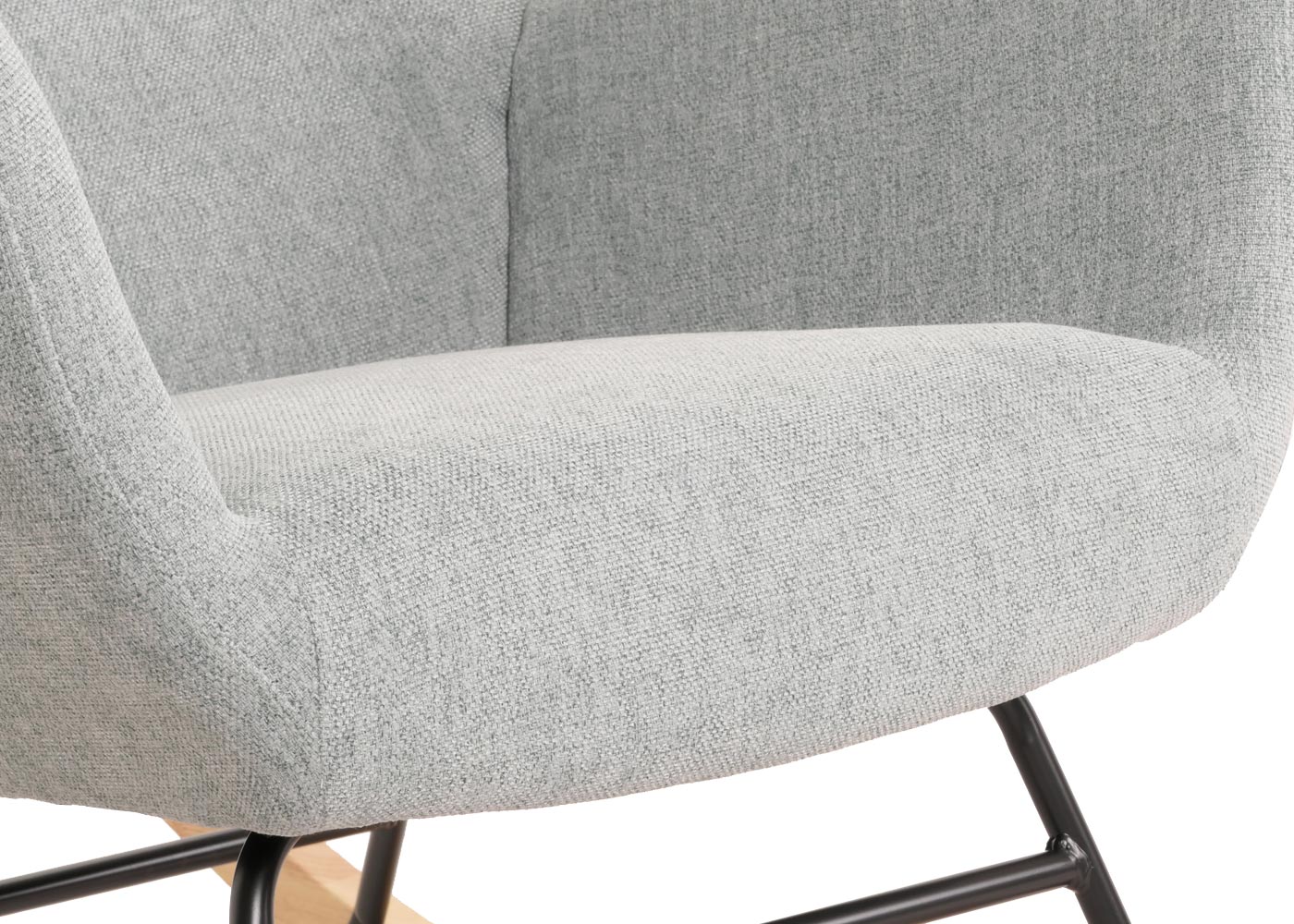 Cosmo Casa - Schommelstoel - Relax TV-Stoel - Massief Hout, Metaal & Stoftextiel 320gsm - Grijsgroen