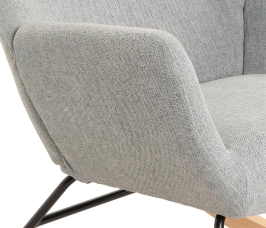 Cosmo Casa - Schommelstoel - Relax TV-Stoel - Massief Hout, Metaal & Stoftextiel 320gsm - Grijsgroen