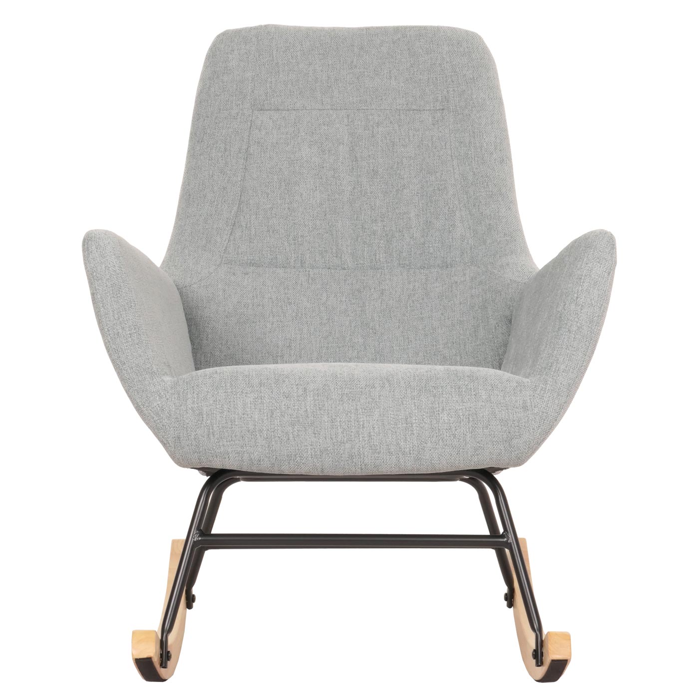 Cosmo Casa - Schommelstoel - Relax TV-Stoel - Massief Hout, Metaal & Stoftextiel 320gsm - Grijsgroen