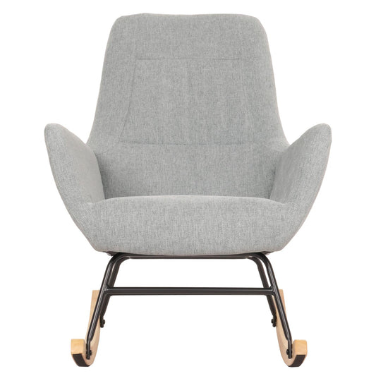 Cosmo Casa - Schommelstoel - Relax TV-Stoel - Massief Hout, Metaal & Stoftextiel 320gsm - Grijsgroen