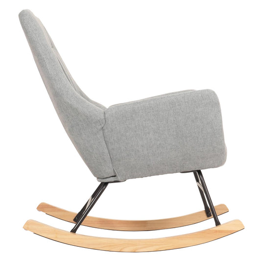 Cosmo Casa - Schommelstoel - Relax TV-Stoel - Massief Hout, Metaal & Stoftextiel 320gsm - Grijsgroen