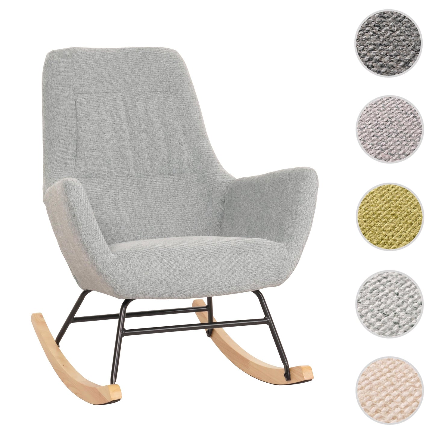 Cosmo Casa - Schommelstoel - Relax TV-Stoel - Massief Hout, Metaal & Stoftextiel 320gsm - Grijsgroen