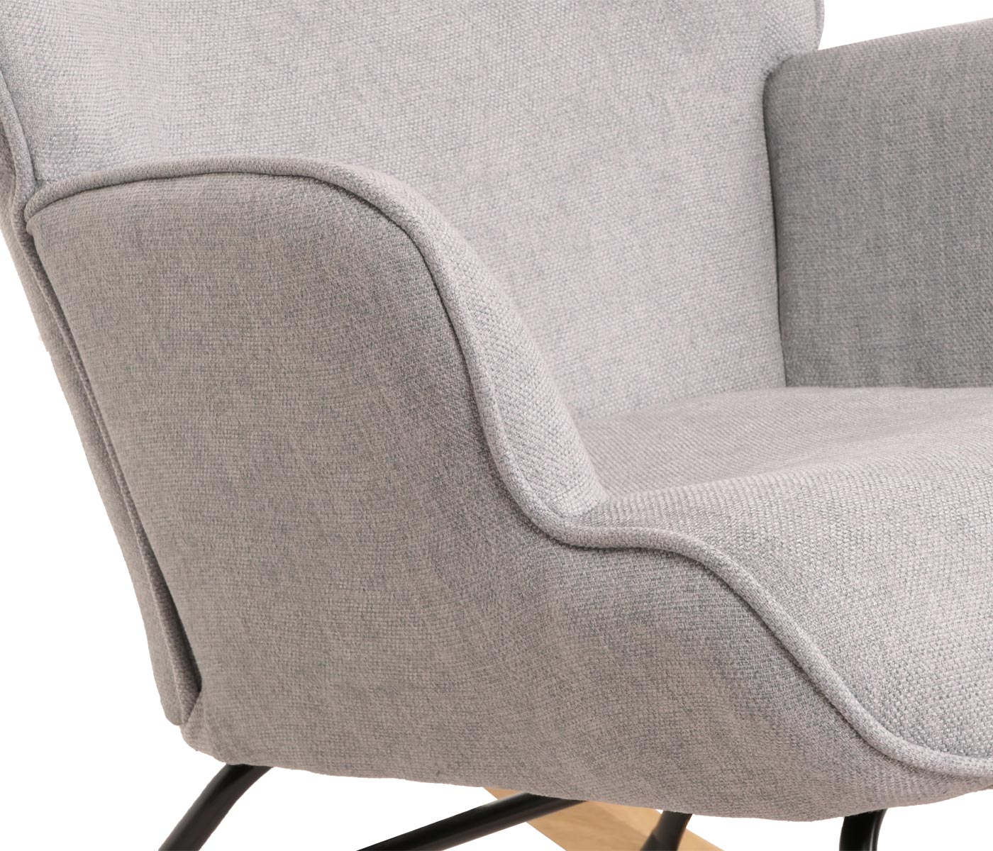 Cosmo Casa - Schommelstoel - Relax TV-Stoel - Massief Hout, Metaal & Stoftextiel 320gsm - Lichtgrijs