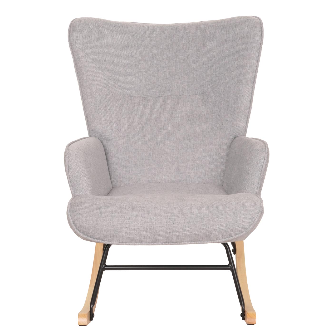 Cosmo Casa - Schommelstoel - Relax TV-Stoel - Massief Hout, Metaal & Stoftextiel 320gsm - Lichtgrijs