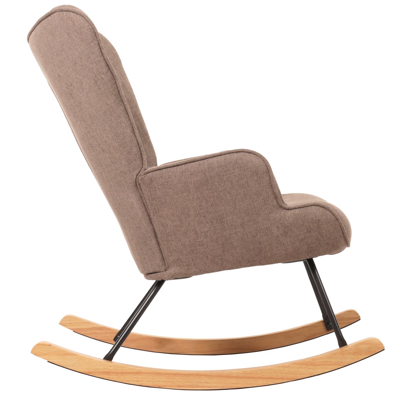 Cosmo Casa - Schommelstoel - Relax TV-Stoel - Massief Hout, Metaal & Stoftextiel 320gsm - Bruin