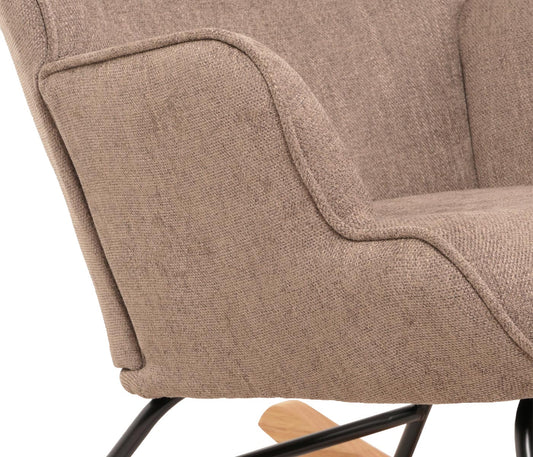 Cosmo Casa - Schommelstoel - Relax TV-Stoel - Massief Hout, Metaal & Stoftextiel 320gsm - Bruin