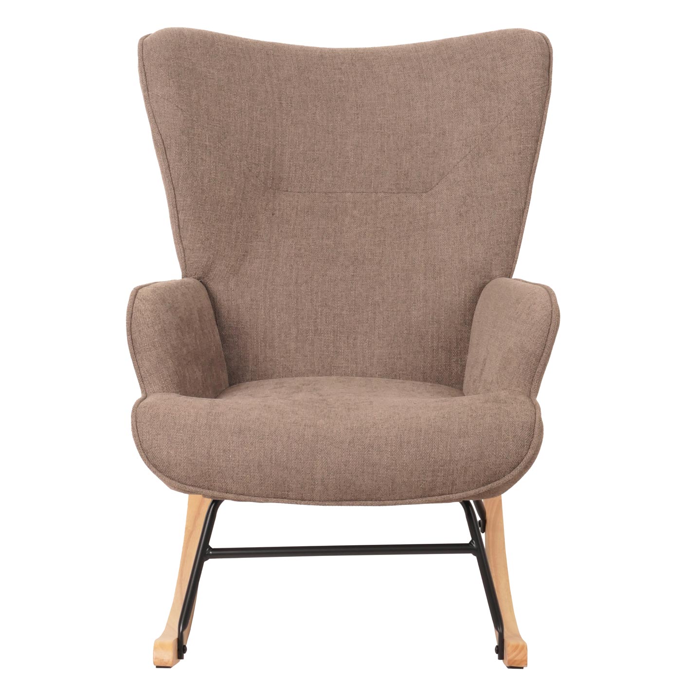 Cosmo Casa - Schommelstoel - Relax TV-Stoel - Massief Hout, Metaal & Stoftextiel 320gsm - Bruin