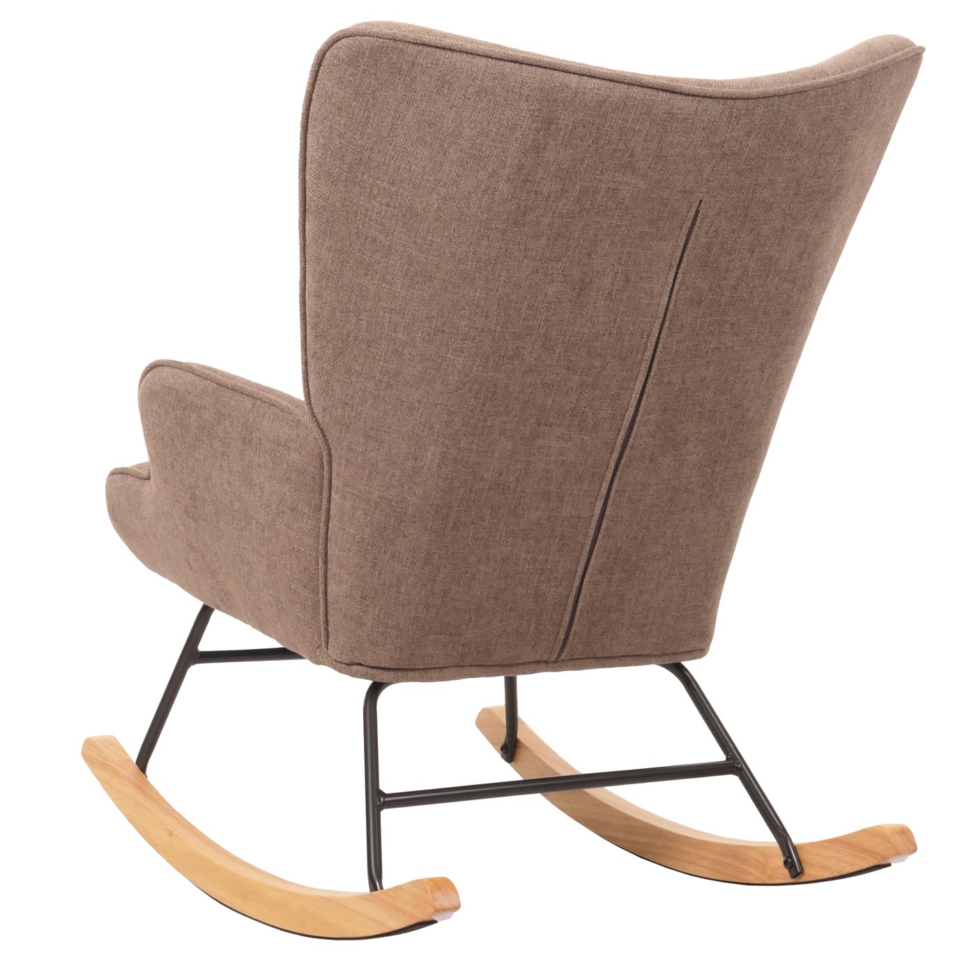 Cosmo Casa - Schommelstoel - Relax TV-Stoel - Massief Hout, Metaal & Stoftextiel 320gsm - Bruin