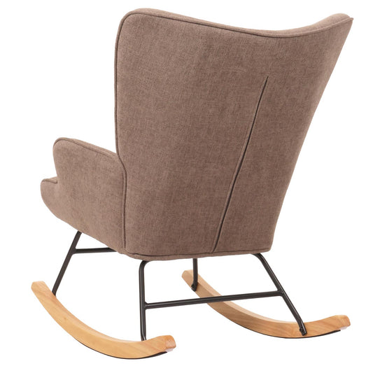 Cosmo Casa - Schommelstoel - Relax TV-Stoel - Massief Hout, Metaal & Stoftextiel 320gsm - Bruin