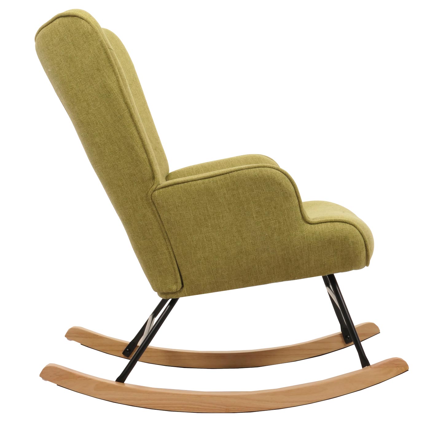 Cosmo Casa - Schommelstoel - Relax TV-Stoel - Massief Hout, Metaal & Stoftextiel 320gsm - Groen