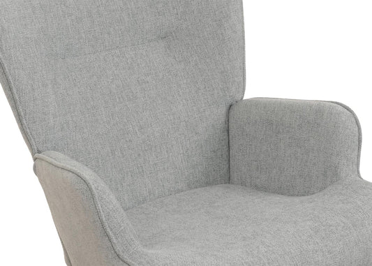 Cosmo Casa - Schommelstoel - Relax TV-Stoel - Massief Hout, Metaal & Stoftextiel 320gsm - Grijsgroen