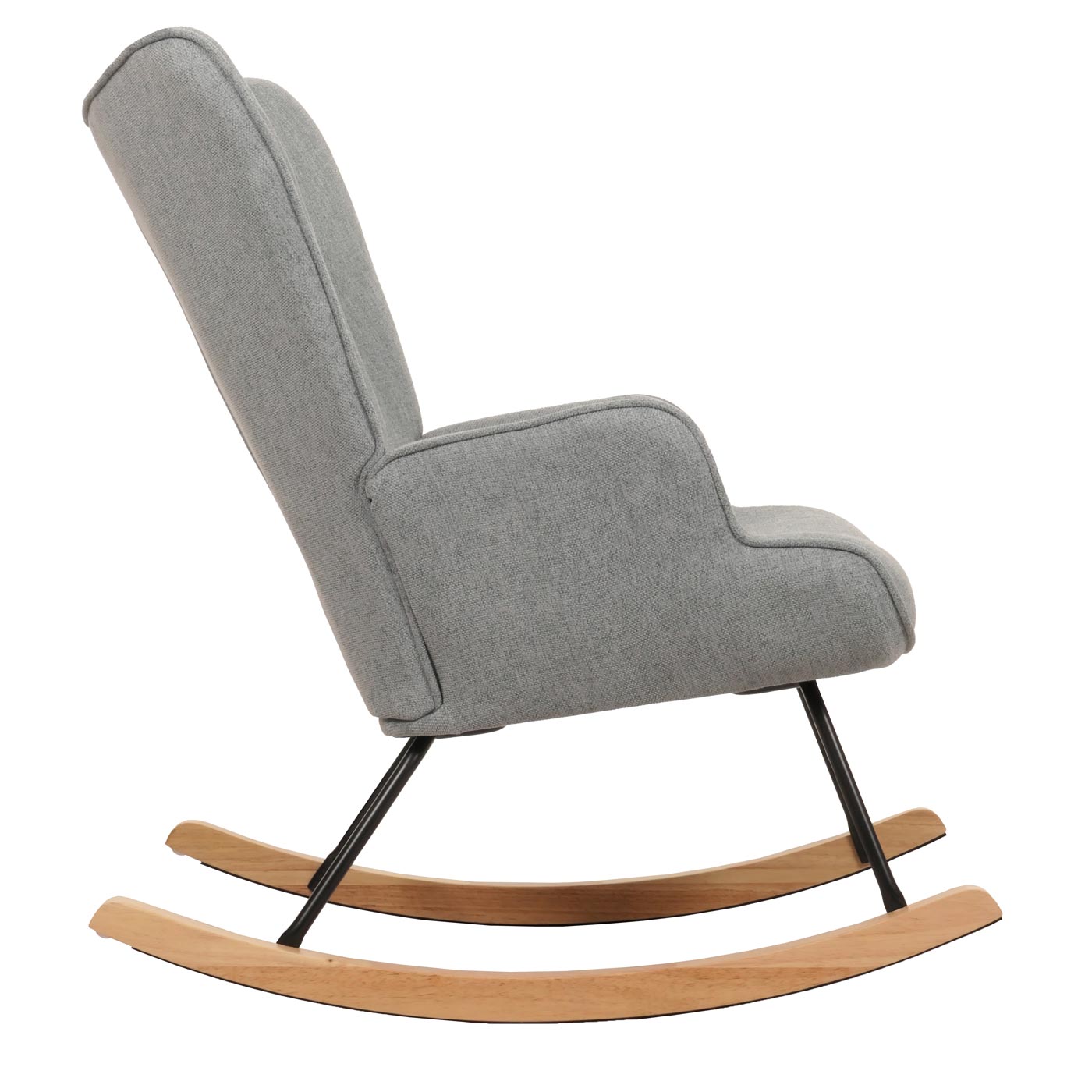 Cosmo Casa - Schommelstoel - Relax TV-Stoel - Massief Hout, Metaal & Stoftextiel 320gsm - Grijsgroen