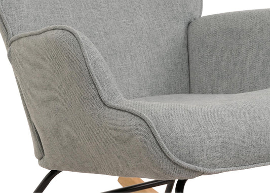 Cosmo Casa - Schommelstoel - Relax TV-Stoel - Massief Hout, Metaal & Stoftextiel 320gsm - Grijsgroen