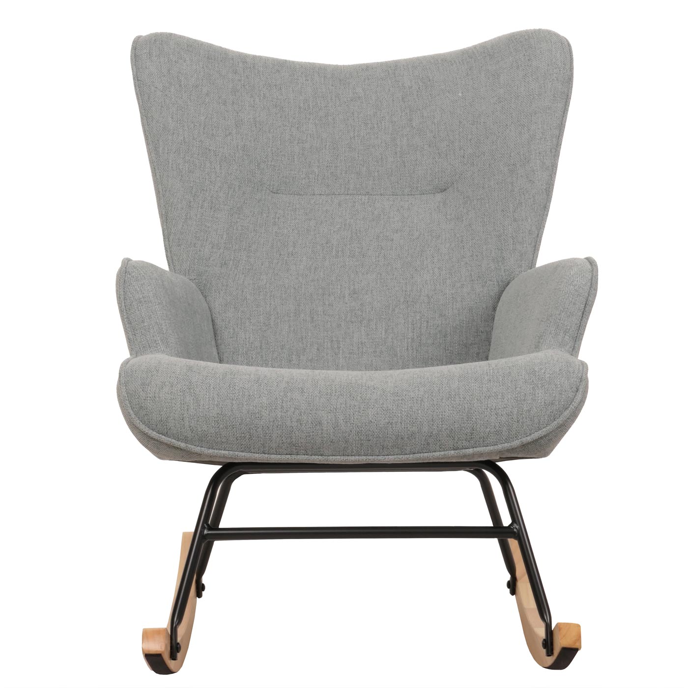 Cosmo Casa - Schommelstoel - Relax TV-Stoel - Massief Hout, Metaal & Stoftextiel 320gsm - Grijsgroen