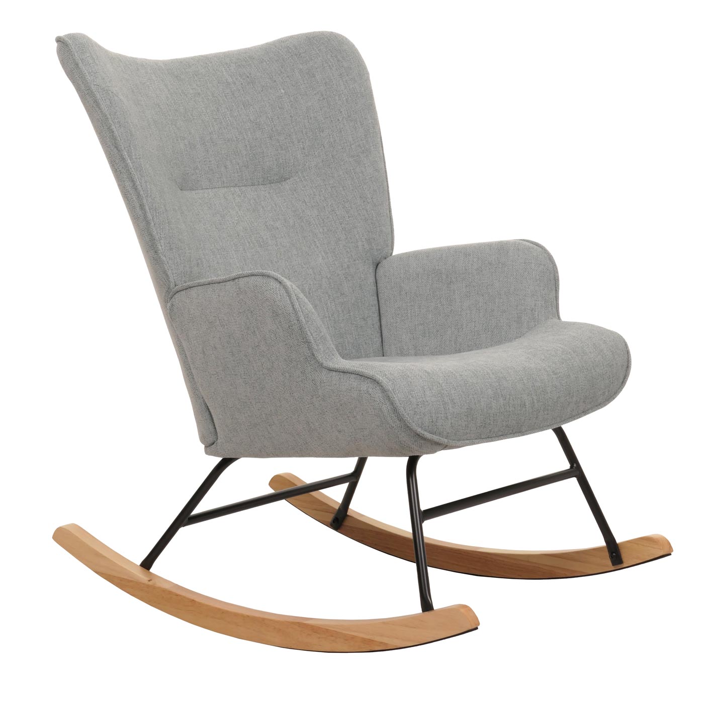 Cosmo Casa - Schommelstoel - Relax TV-Stoel - Massief Hout, Metaal & Stoftextiel 320gsm - Grijsgroen