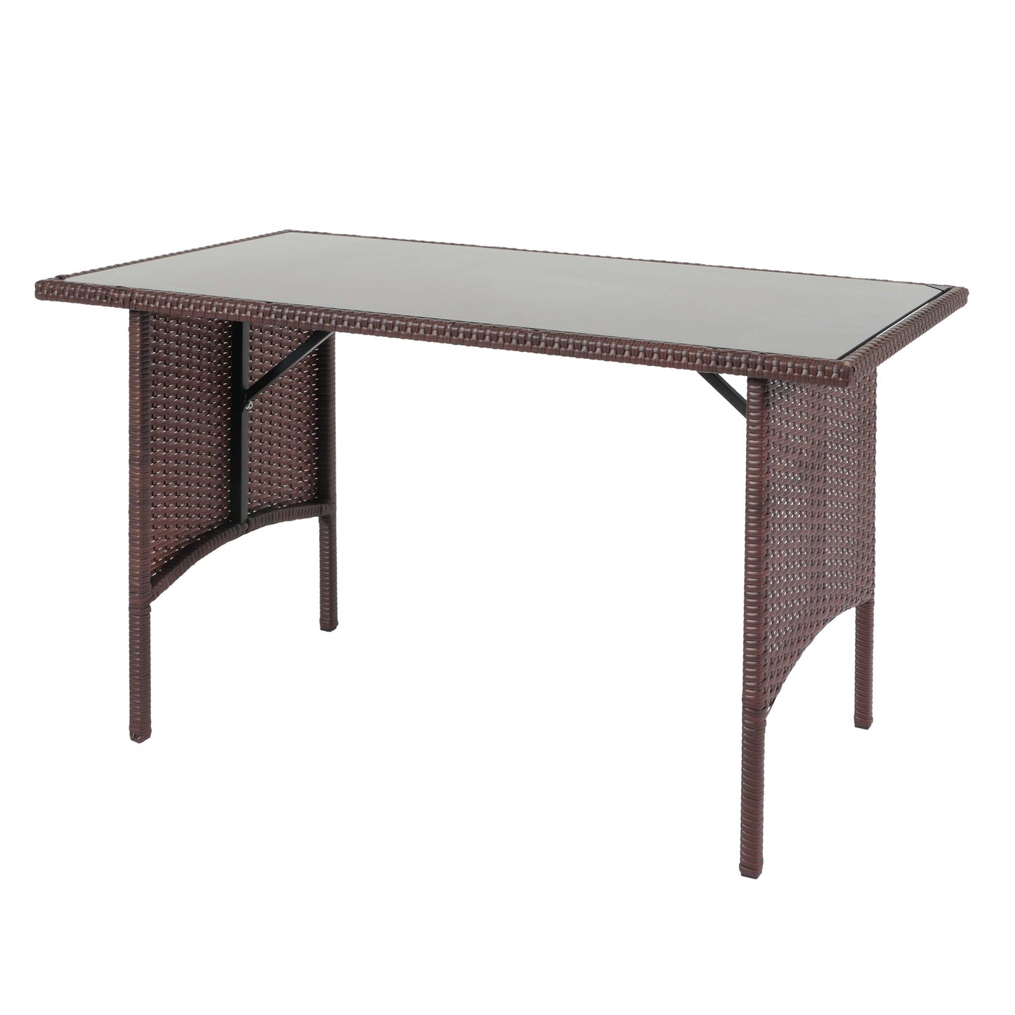 Cosmo Casa - Eettafel - Tuintafel - Polyrotan - Bruin - 112x60 cm