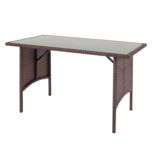 Cosmo Casa - Eettafel - Tuintafel - Polyrotan - Bruin - 112x60 cm