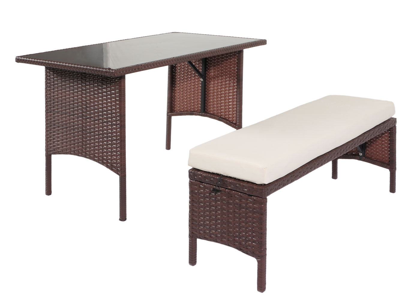 Cosmo Casa - Eettafel - Tuintafel - Polyrotan - Bruin - 112x60 cm