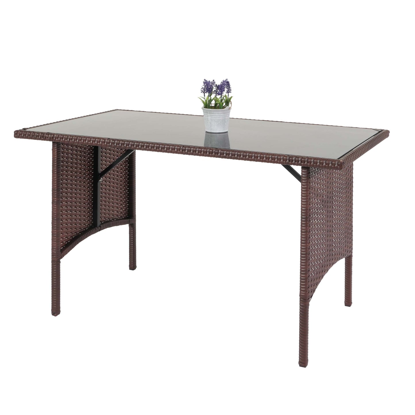 Cosmo Casa - Eettafel - Tuintafel - Polyrotan - Bruin - 112x60 cm