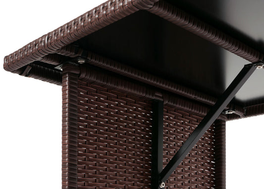 Cosmo Casa - Eettafel - Tuintafel - Polyrotan - Bruin - 112x60 cm