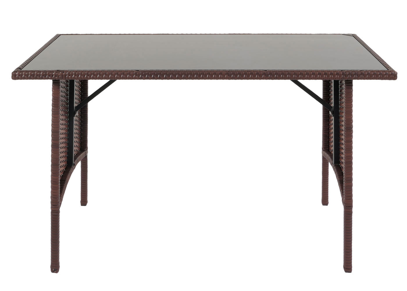 Cosmo Casa - Eettafel - Tuintafel - Polyrotan - Bruin - 112x60 cm