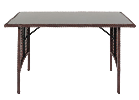 Cosmo Casa - Eettafel - Tuintafel - Polyrotan - Bruin - 112x60 cm