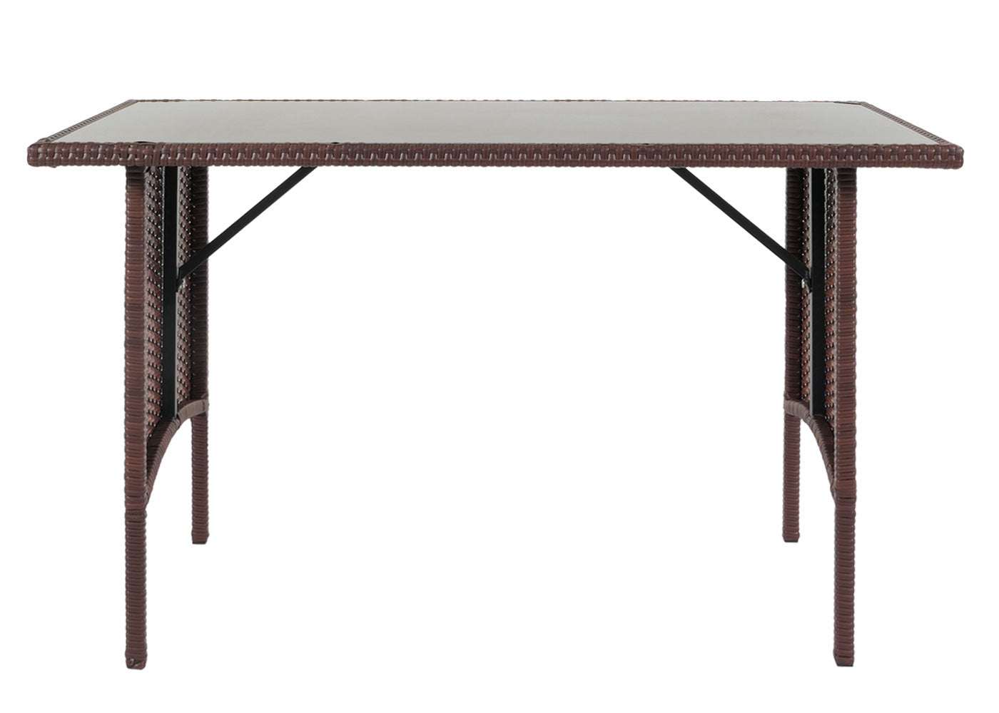 Cosmo Casa - Eettafel - Tuintafel - Polyrotan - Bruin - 112x60 cm