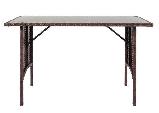 Cosmo Casa - Eettafel - Tuintafel - Polyrotan - Bruin - 112x60 cm