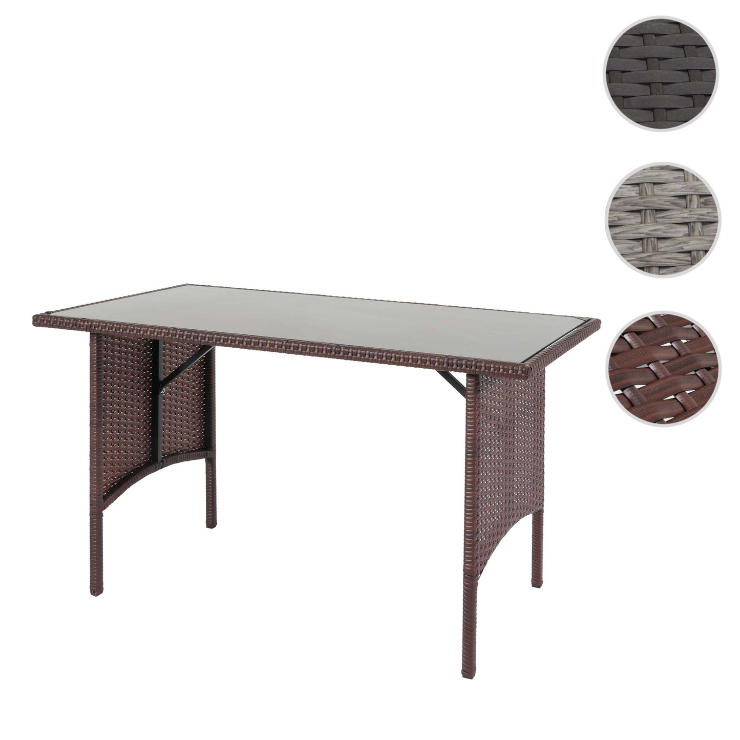 Cosmo Casa - Eettafel - Tuintafel - Polyrotan - Bruin - 112x60 cm