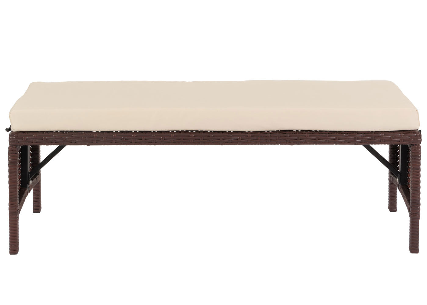 Cosmo Casa - Tuinbank - Polyrotan - Kussen - Bruin en Crème - 112 cm