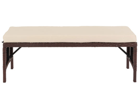 Cosmo Casa - Tuinbank - Polyrotan - Kussen - Bruin en Crème - 112 cm