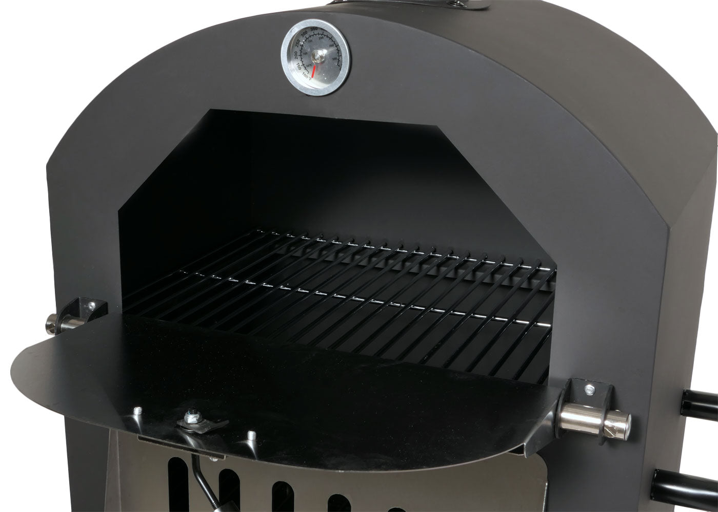 Cosmo Casa - Houtskoolgrill - Pizzaoven en Open Haard - Grillrooster en Pizzasteen - Zwart Staal - Hittebestendige Coating