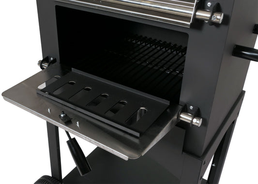 Cosmo Casa - Houtskoolgrill - Pizzaoven en Open Haard - Grillrooster en Pizzasteen - Zwart Staal - Hittebestendige Coating