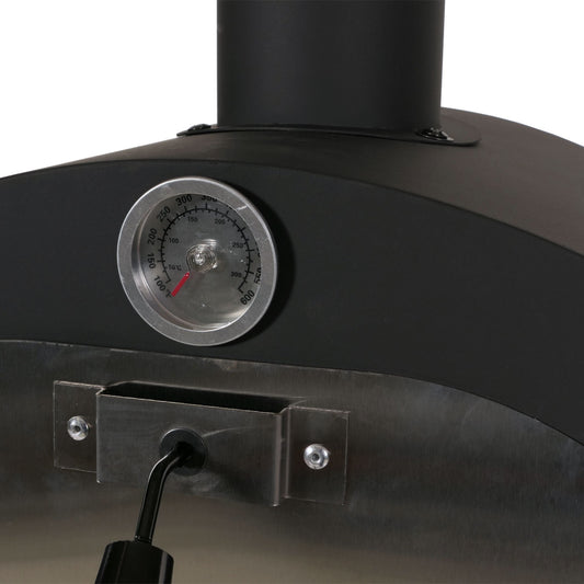 Cosmo Casa - Houtskoolgrill - Pizzaoven en Open Haard - Grillrooster en Pizzasteen - Zwart Staal - Hittebestendige Coating