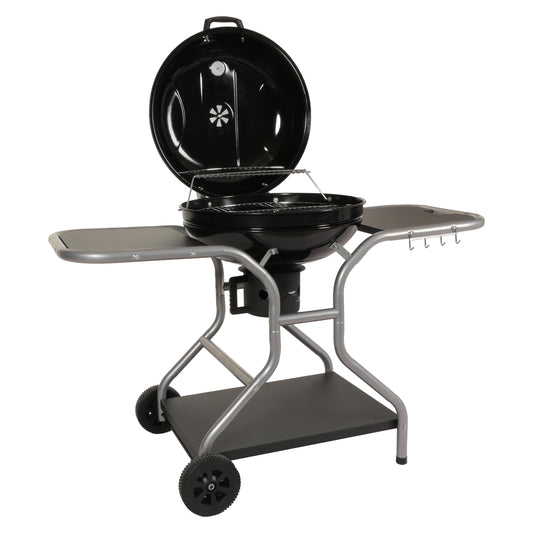 Cosmo Casa - Grillwagen - Houtskool Ketelgrill met Deksel - Gemailleerd Staal - Drie Planken - Zwart