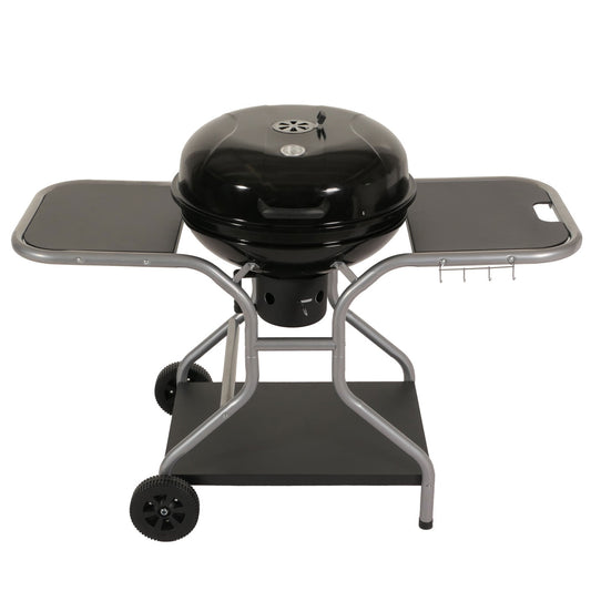 Cosmo Casa - Grillwagen - Houtskool Ketelgrill met Deksel - Gemailleerd Staal - Drie Planken - Zwart