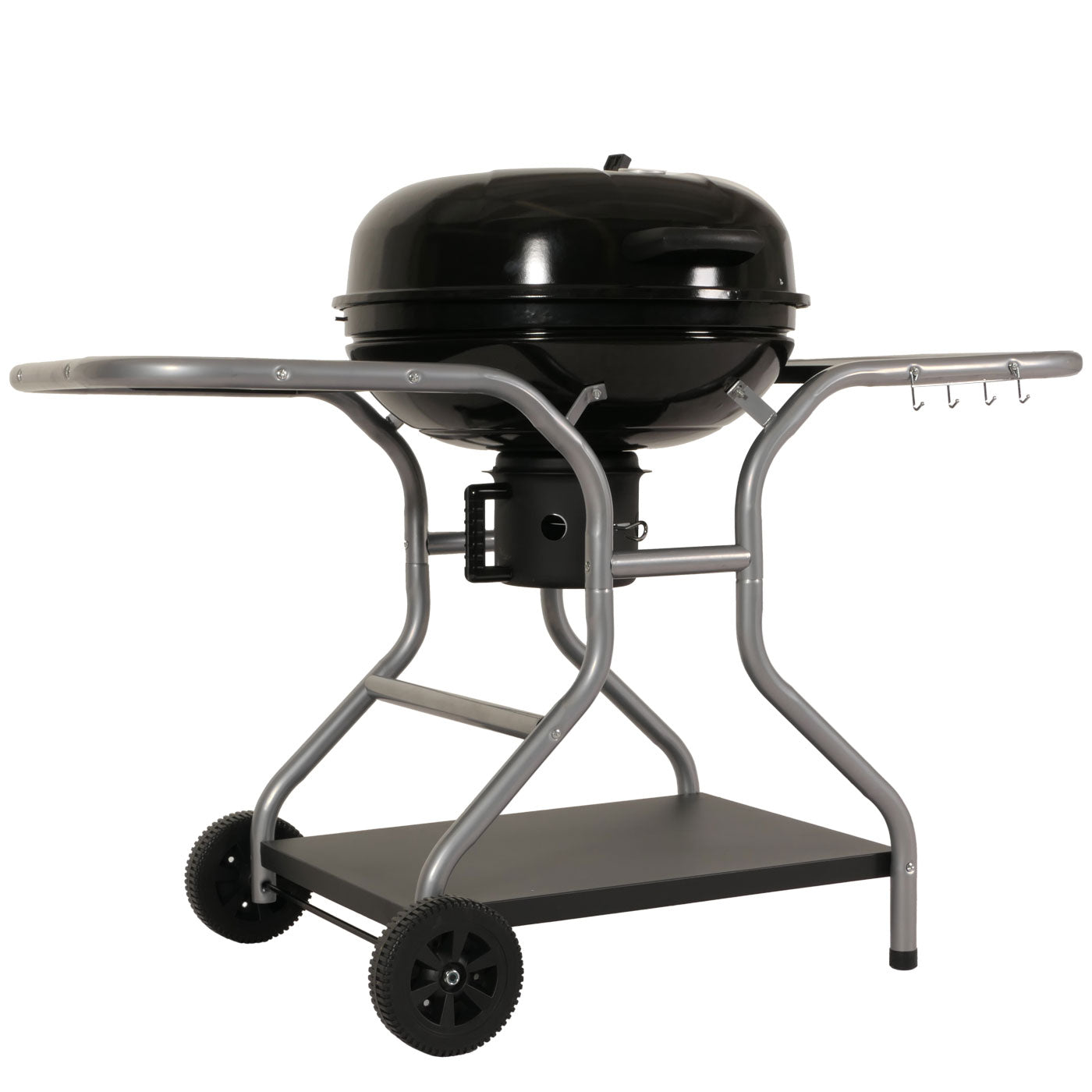 Cosmo Casa - Grillwagen - Houtskool Ketelgrill met Deksel - Gemailleerd Staal - Drie Planken - Zwart