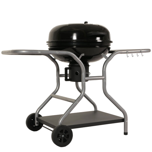 Cosmo Casa - Grillwagen - Houtskool Ketelgrill met Deksel - Gemailleerd Staal - Drie Planken - Zwart