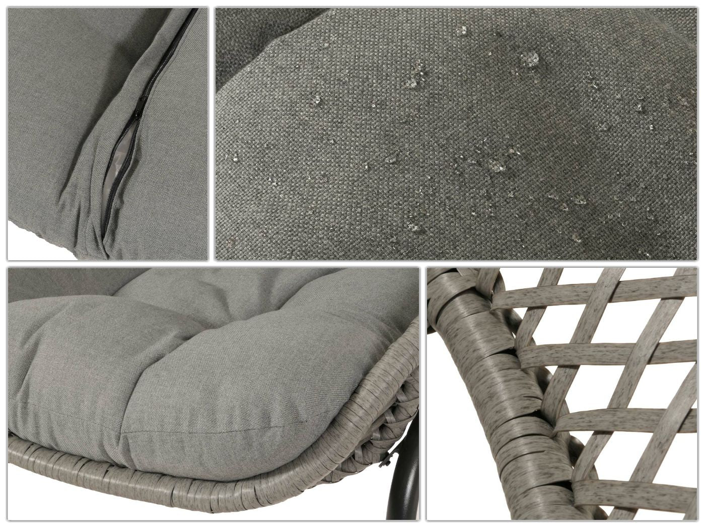 Cosmo Casa - Polyrotan Tuinset - Zitgroep met Stoel en Bijzettafel - Grijs - Donkergrijze Bekleding