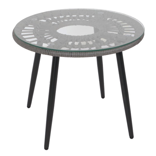 Cosmo Casa - Polyrotan Tuinset - Zitgroep met Stoel en Bijzettafel - Grijs - Lichtgrijze Bekleding