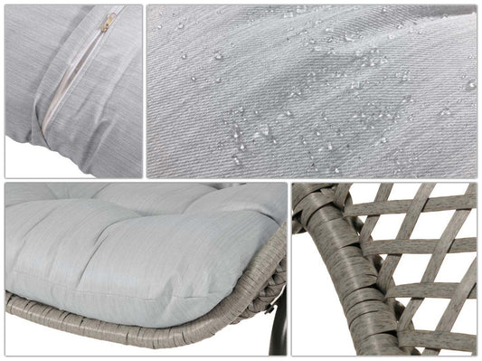 Cosmo Casa - Polyrotan Tuinset - Zitgroep met Stoel en Bijzettafel - Grijs - Lichtgrijze Bekleding