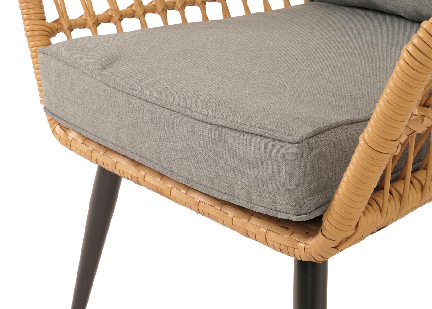 Cosmo Casa - Polyrotan Tuinset - Balkonzitgroep met Stoel en Bijzettafel - Donkergrijs