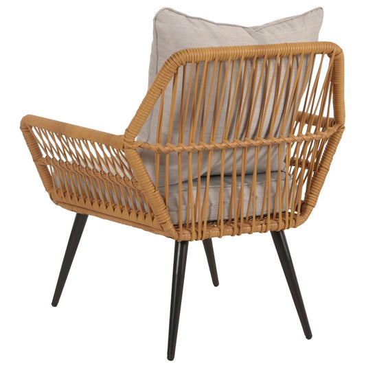 Cosmo Casa - Polyrotan Tuinset - Balkonzitgroep met Stoel en Bijzettafel - Lichtgrijs