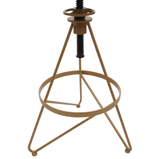 Cosmo Casa - Set van 2 Barkrukken - Verstelbare Hoogte - Draaibare Voetsteun - Industrieel Metaal & Hout - Bruin - Gouden Frame