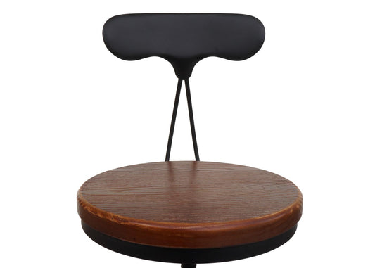 Cosmo Casa - Set van 2 Barkrukken - Verstelbare Hoogte - Draaibare Voetsteun - Industrieel Metaal & Hout - Bruin - Zwart Frame