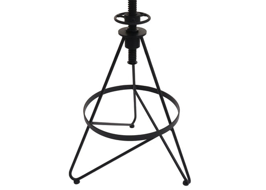 Cosmo Casa - Set van 2 Barkrukken - Verstelbare Hoogte - Draaibare Voetsteun - Industrieel Metaal & Hout - Bruin - Zwart Frame